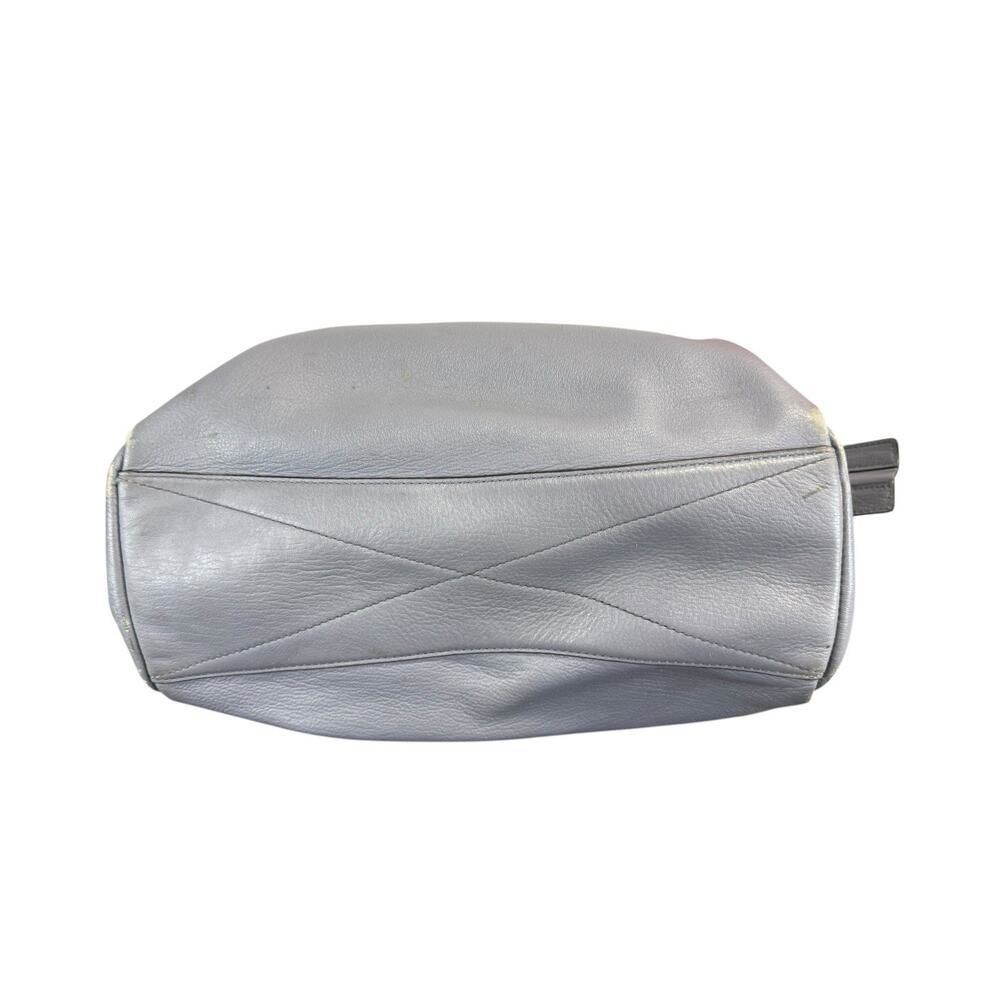 Marc Jacobs Leather Tote Bag Blue Gray Gold Hardware Zip Compartment Dust Bag - Picture 6 of 14